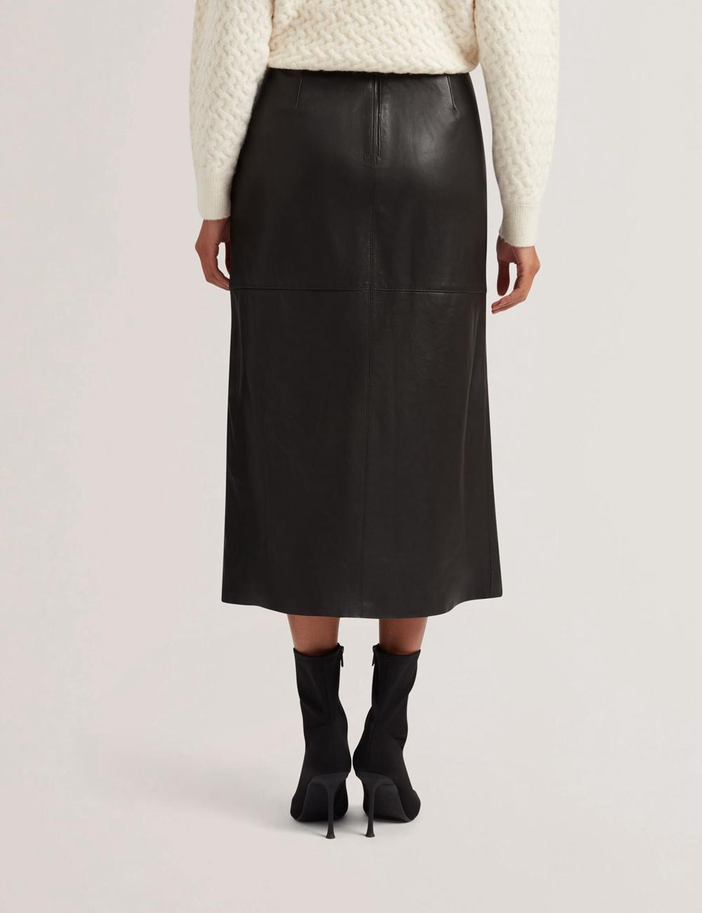 Ted Baker AOTO - Leather Pencil With Seam Detail Women Midi Skirts Black | UAE  72803-OVTQ