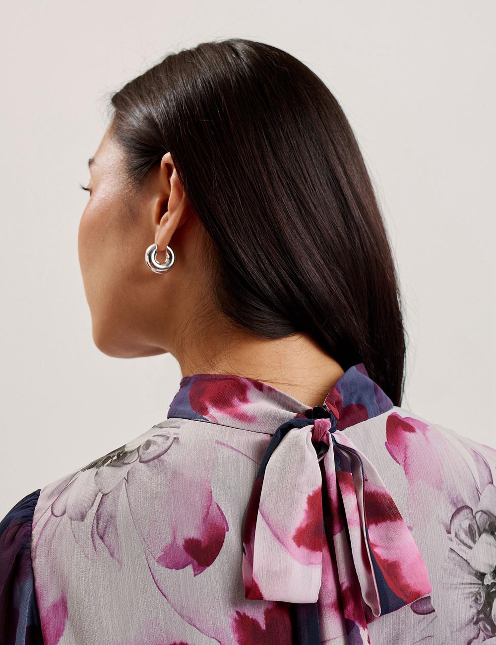 Ted Baker ARACELY - Floral High Neck Long Sleeve Women Mini Dresses Navy | UAE  02783-EPJX