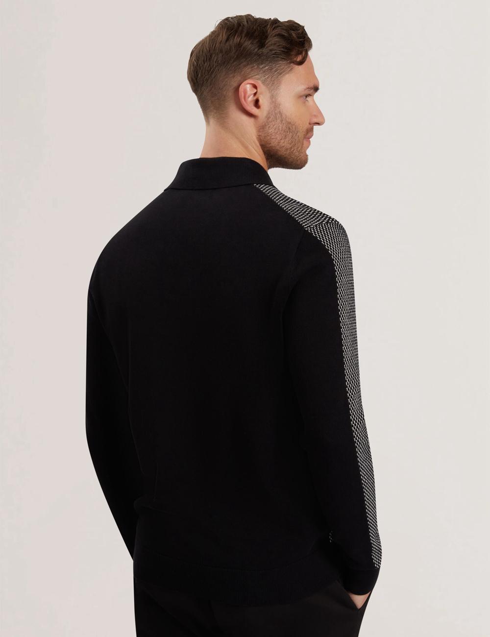 Ted Baker ARDO - Textured Knit Long Sleeve Men Polos Shirts Black | UAE  43189-VIGR