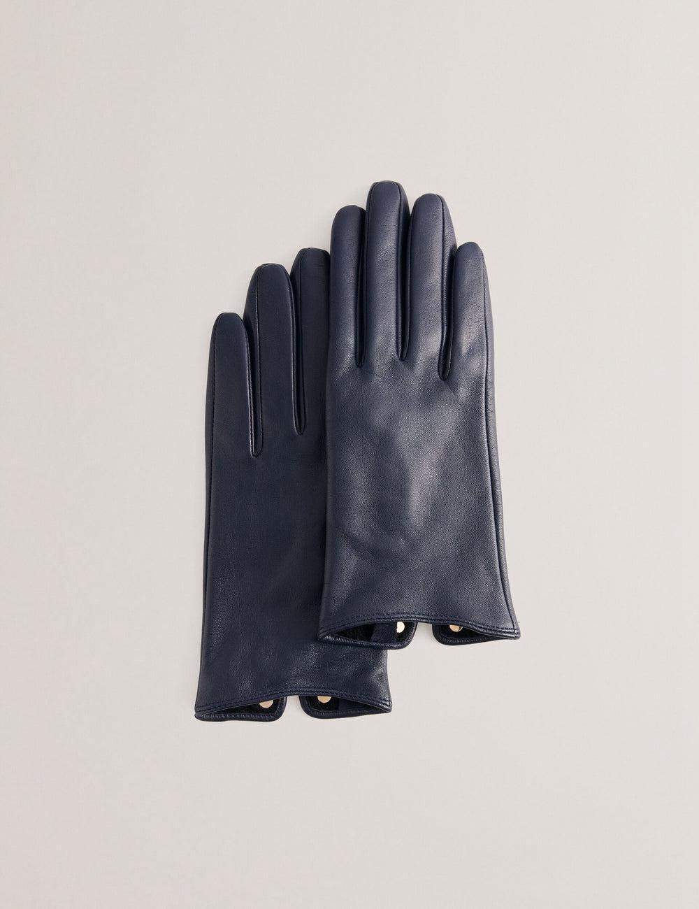 Ted Baker ARLEOS - Leather Split Cuff Women Gloves Navy | UAE  70541-UKGC