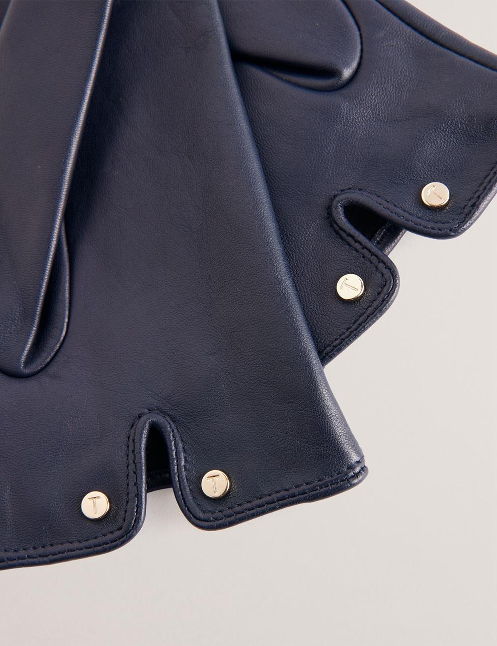 Ted Baker ARLEOS - Leather Split Cuff Women Gloves Navy | UAE  70541-UKGC