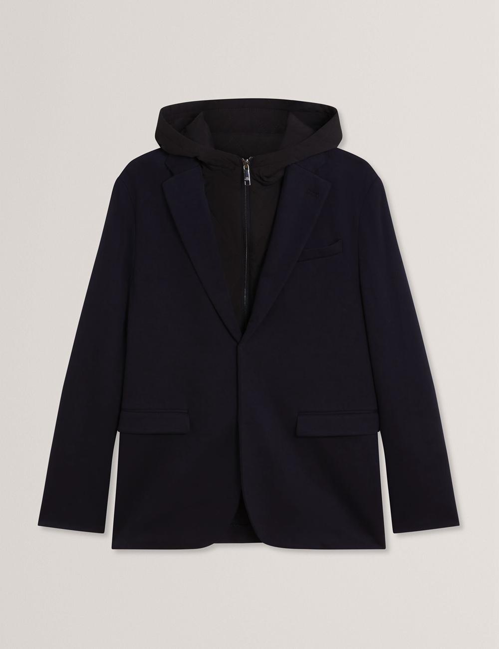 Ted Baker ASHB - Jersey Blazer With Zip-Up Hooded Liner Men Blazers Navy | UAE  97528-WOTF