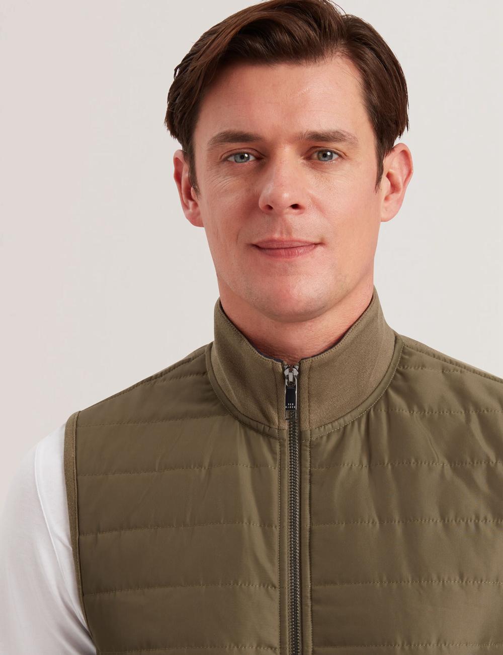Ted Baker ATHO - Quilted Funnel Neck Zip-Up Men Gillets Olive | UAE  03627-WUTF