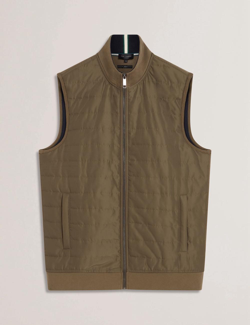 Ted Baker ATHO - Quilted Funnel Neck Zip-Up Men Gillets Olive | UAE  03627-WUTF