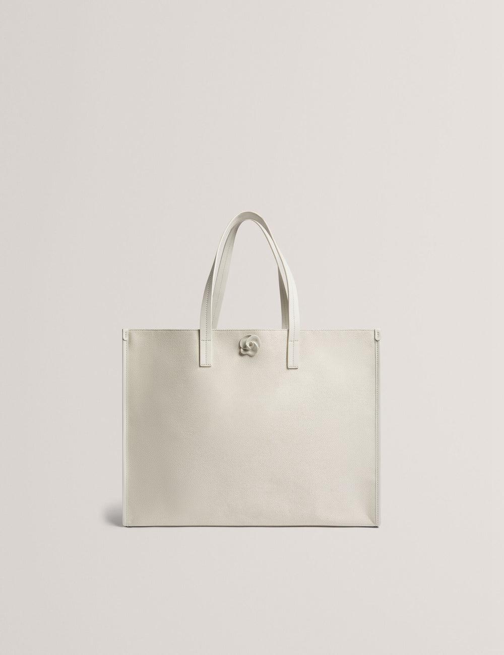 Ted Baker AUDOS - Rose Detail Wide Canvas Women Tote Bags Ecru | UAE  28970-TMEN