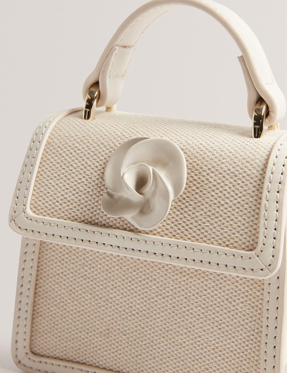 Ted Baker AUDOU - Rose Detail Canvas Mini Top Handle Women Crossbody Bags Ecru | UAE  61853-CUOT