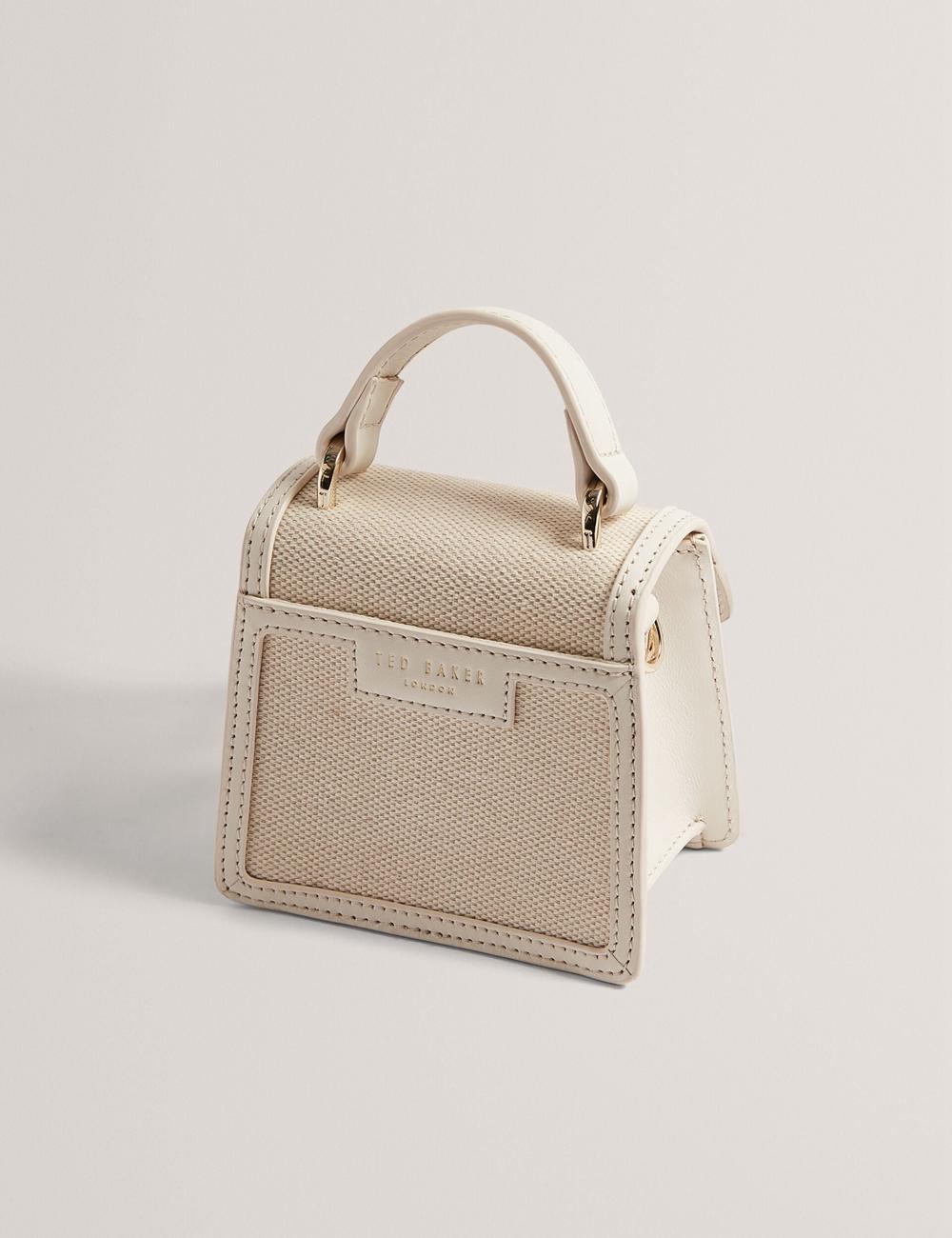 Ted Baker AUDOU - Rose Detail Canvas Mini Top Handle Women Crossbody Bags Ecru | UAE  61853-CUOT