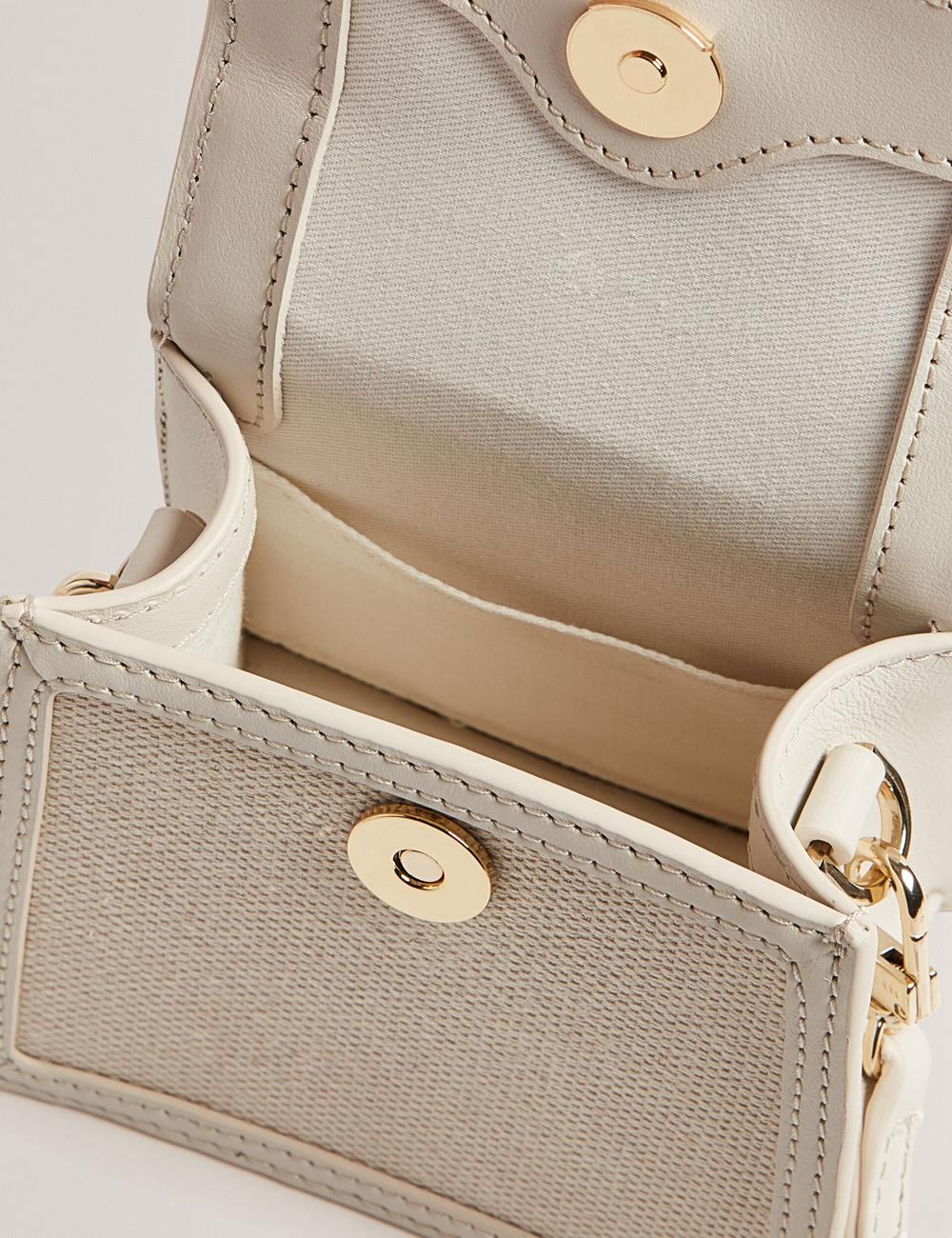 Ted Baker AUDOU - Rose Detail Canvas Mini Top Handle Women Crossbody Bags Ecru | UAE  61853-CUOT