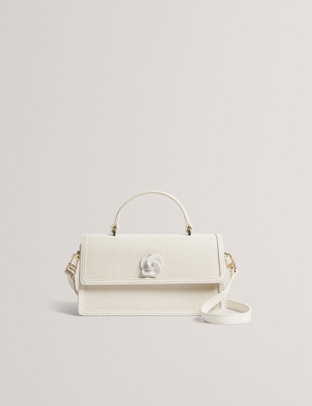 Ted Baker AUDRIS - Rose Detail Canvas Top Handleuette Women Crossbody Bags Ecru | UAE  14638-GDNY