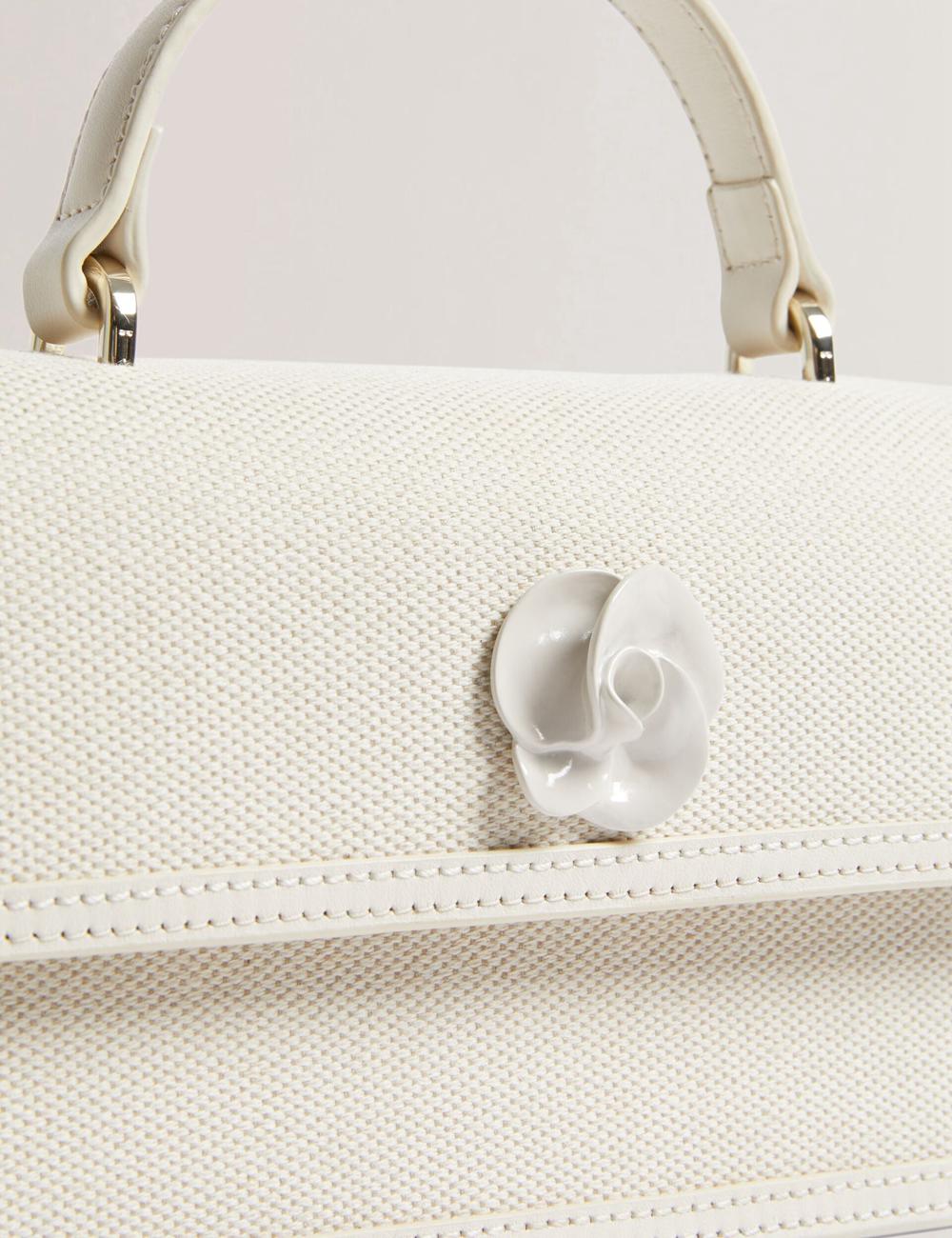 Ted Baker AUDRIS - Rose Detail Canvas Top Handleuette Women Crossbody Bags Ecru | UAE  14638-GDNY