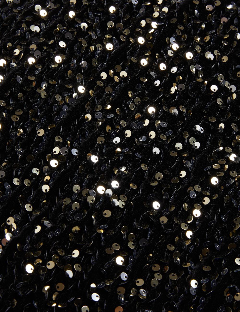 Ted Baker AUDRIYY - Sequin Embellished Velvet Shift Women Mini Dresses Black | UAE  61325-JSQB