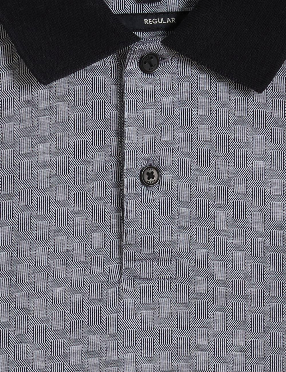 Ted Baker AUGUSO - Textured Jacquard Cotton Men Polos Shirts Navy | UAE  62793-SUDT
