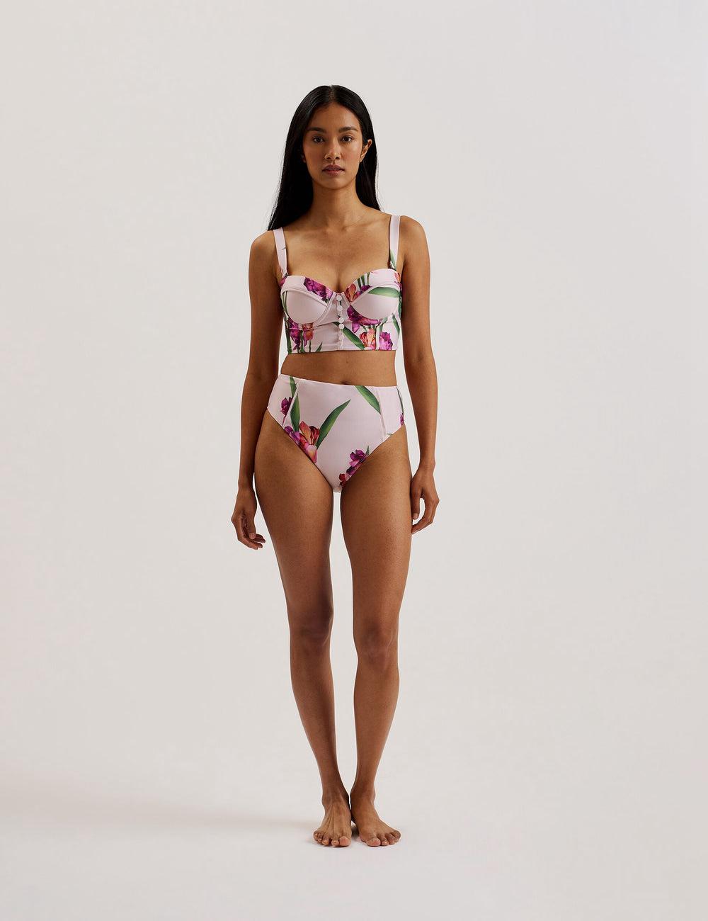 Ted Baker AVELEA - Floral Print High Waisted Women Bikini Bottoms Pink | UAE  54369-ZKPV