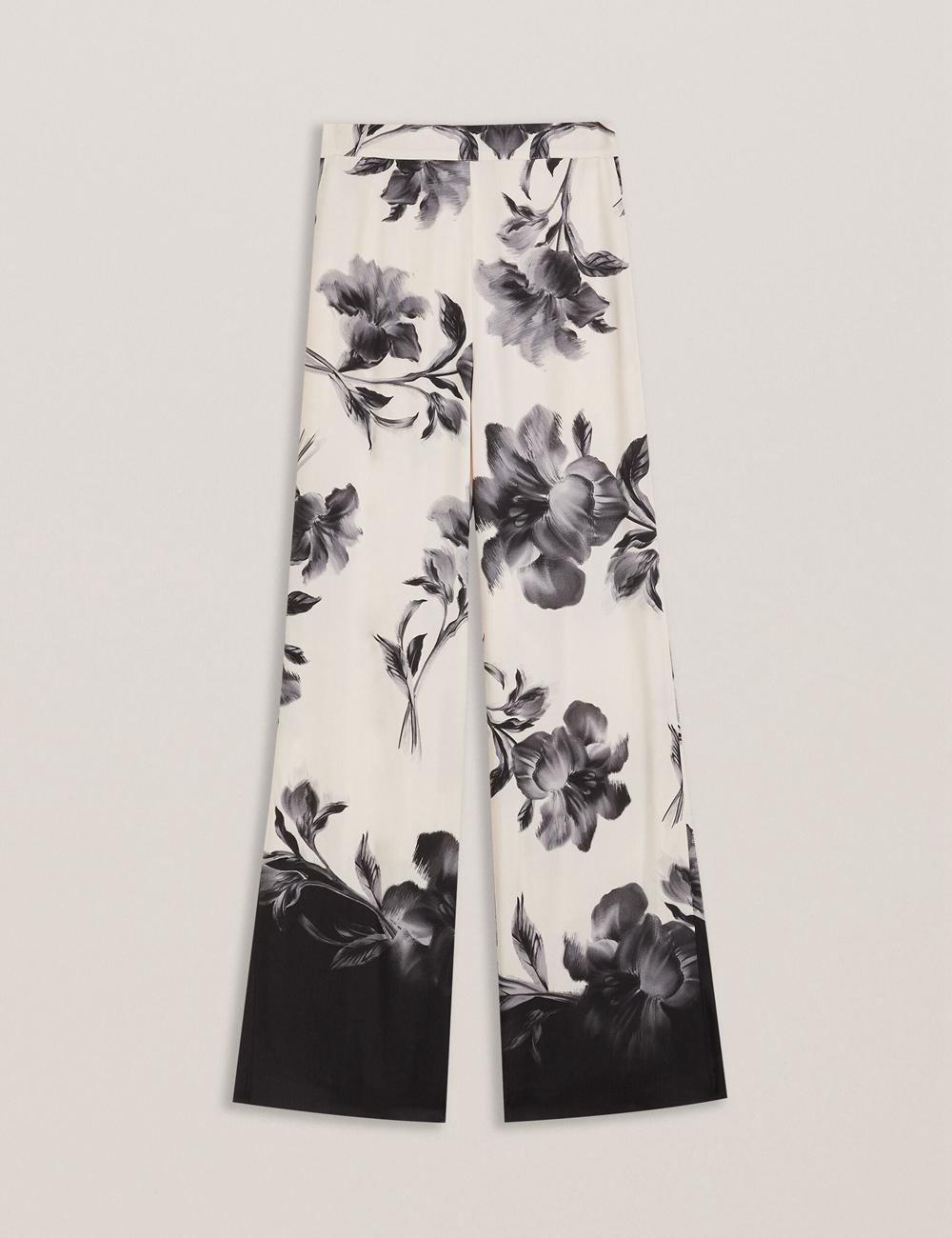 Ted Baker AWYNA - Floral Print Pull-On Wide Leg Women Trousers Black | UAE  79082-NHOT