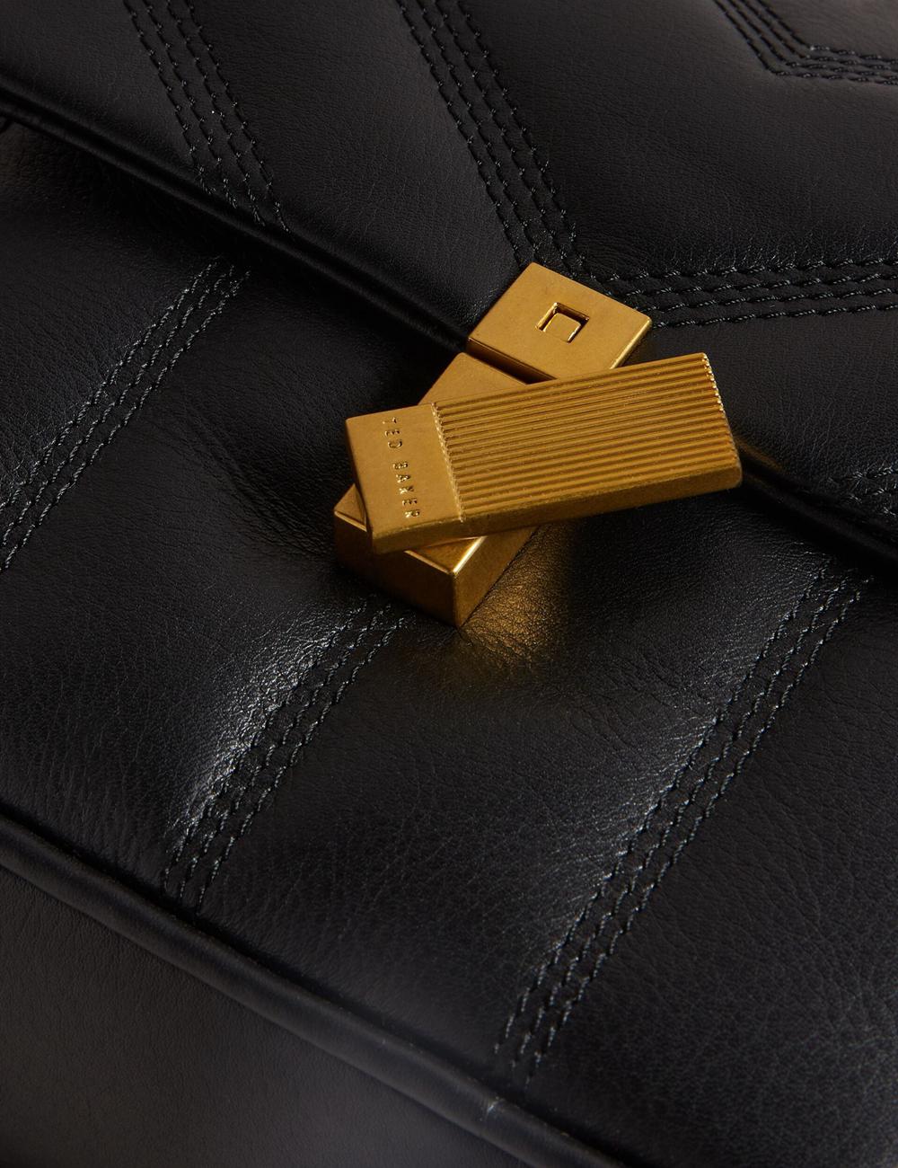 Ted Baker AYALILY - Quilted Leather Camera With Front Pocket Women Camera Bag Black | UAE  93267-XENG