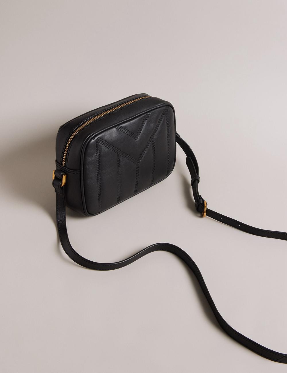 Ted Baker AYALILY - Quilted Leather Camera With Front Pocket Women Camera Bag Black | UAE  93267-XENG