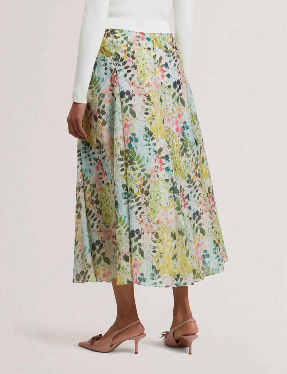 Ted Baker AZULLA - Floral A-Line Woven Women Midi Skirts Ivory | UAE  37524-JFQA