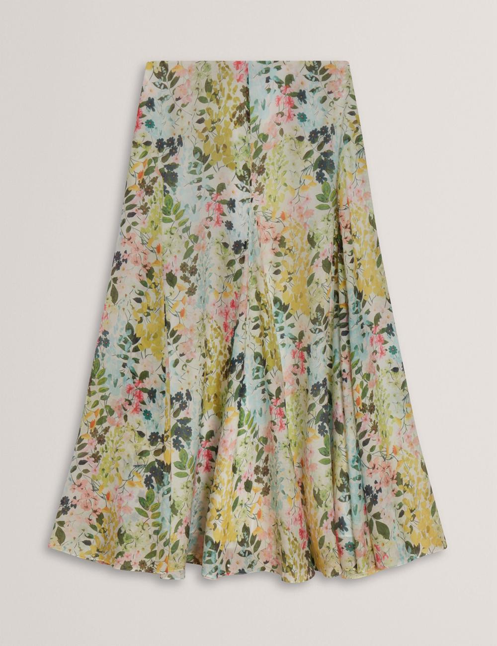 Ted Baker AZULLA - Floral A-Line Woven Women Midi Skirts Ivory | UAE  37524-JFQA