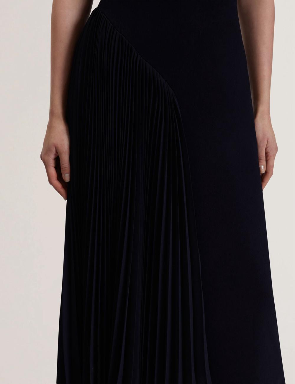 Ted Baker AZZINA - Pleated Panel Sleeveless Knitted Women Midi Dresses Navy | UAE  43091-FWRU