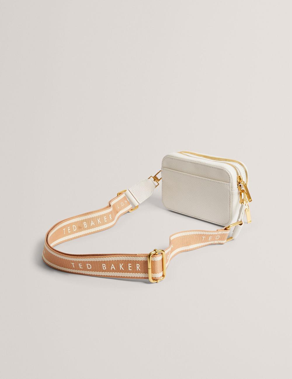 Ted Baker BARIA - Faux Raffia Leather Trim Mini Camera Women Camera Bag Ecru | UAE  74315-ZFAP