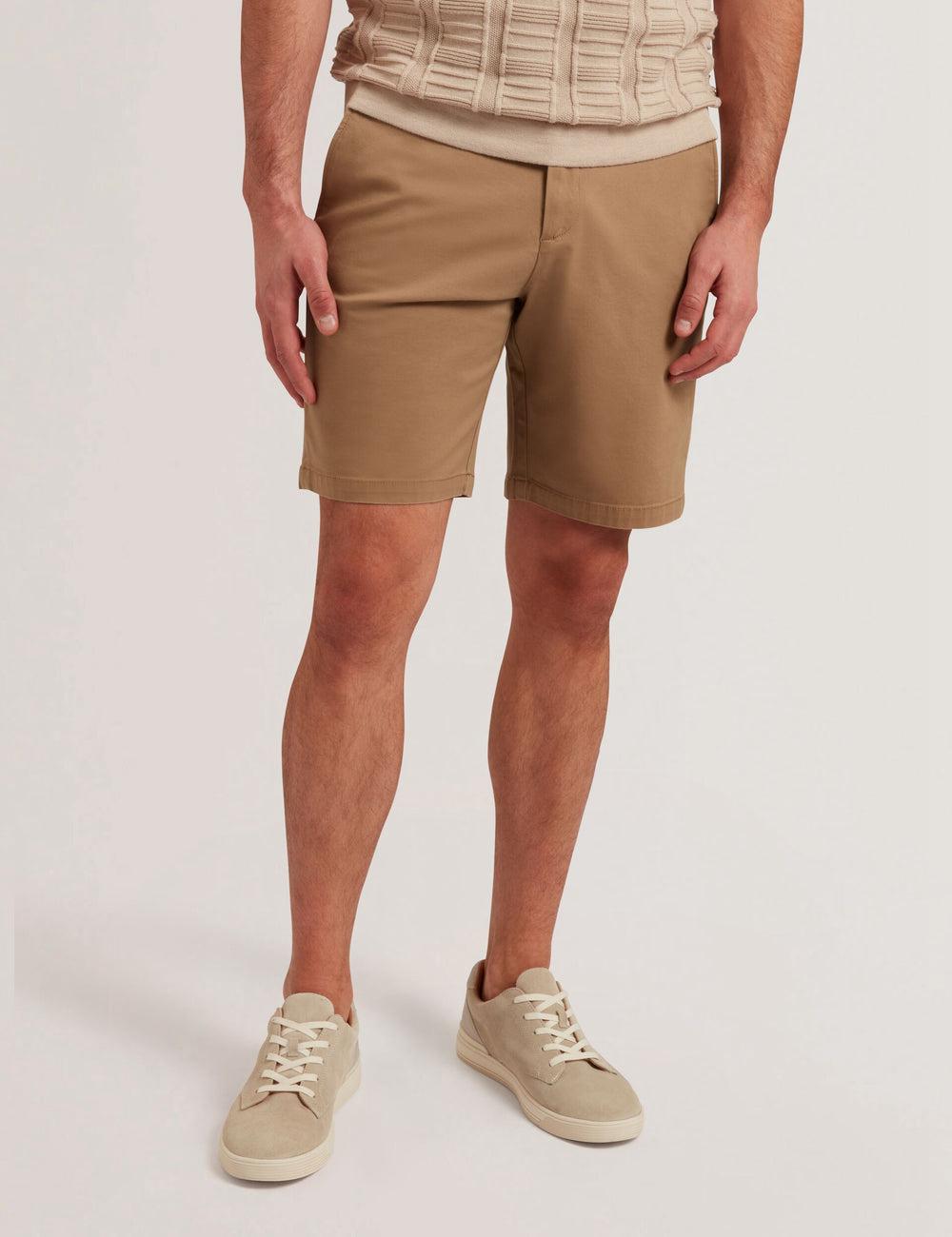 Ted Baker BARNHAM - Regular Fit Cotton Blend Chino Men Shorts Tan | UAE  78635-PGWR