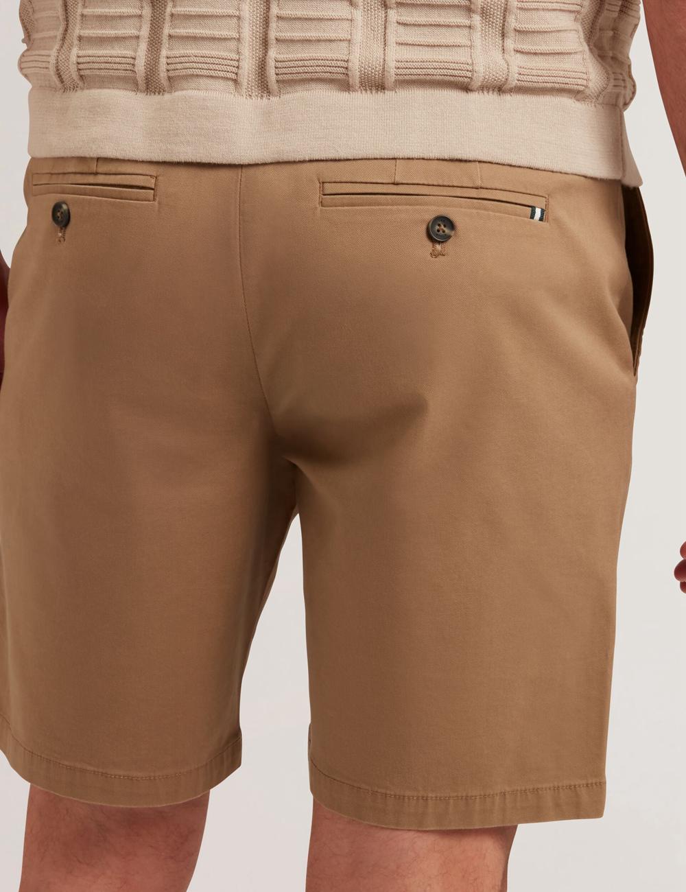 Ted Baker BARNHAM - Regular Fit Cotton Blend Chino Men Shorts Tan | UAE  78635-PGWR
