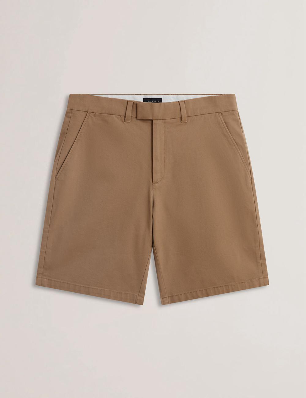 Ted Baker BARNHAM - Regular Fit Cotton Blend Chino Men Shorts Tan | UAE  78635-PGWR