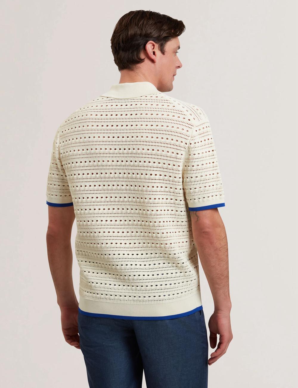 Ted Baker BARRI - Short Sleeve Crochet Embroidered Men Casual Shirts Ecru | UAE  79614-HXVP