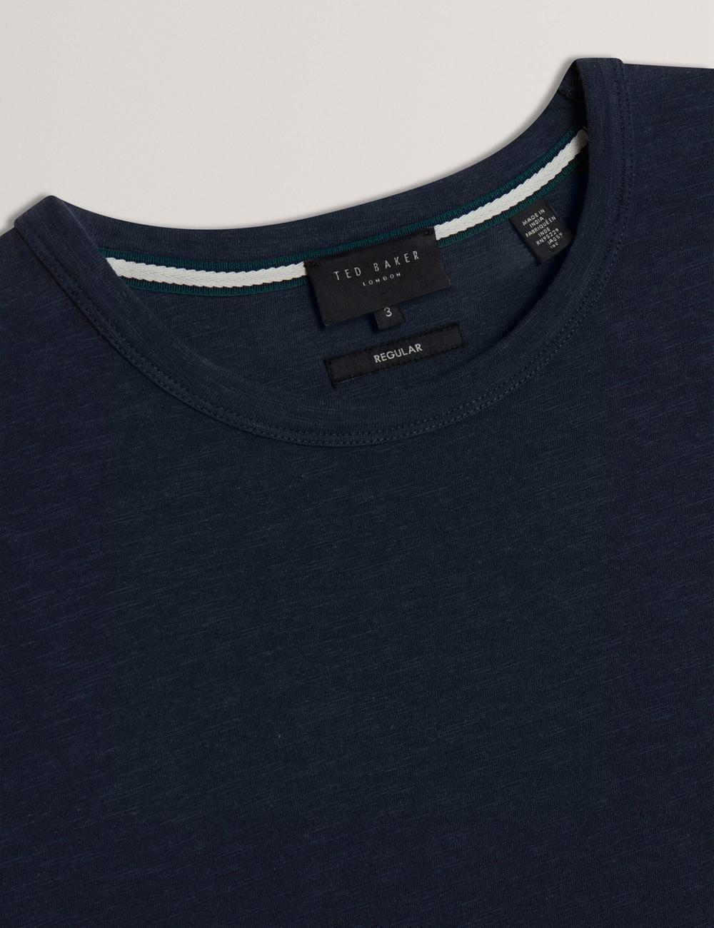 Ted Baker BARTOL - Regular Cotton Linen Crew Neck Men T-Shirts Navy | UAE  89063-CHGW