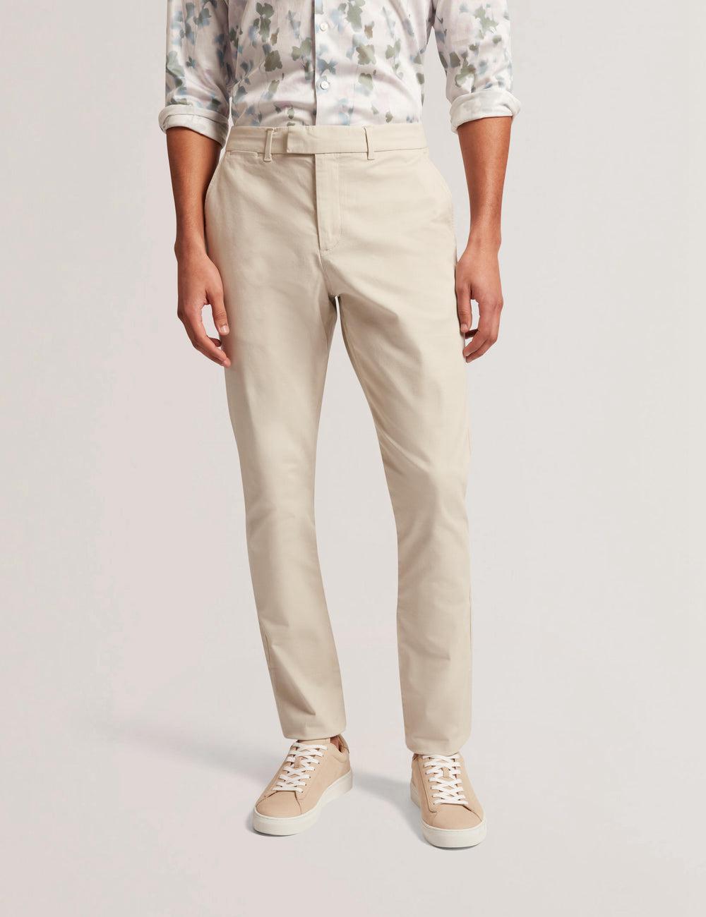 Ted Baker BATFORD - Slim Fit Cotton Blend Chinos Men Trousers Tan | UAE  91024-QIBW