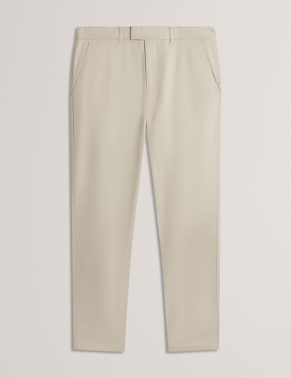 Ted Baker BATFORD - Slim Fit Cotton Blend Chinos Men Trousers Tan | UAE  91024-QIBW