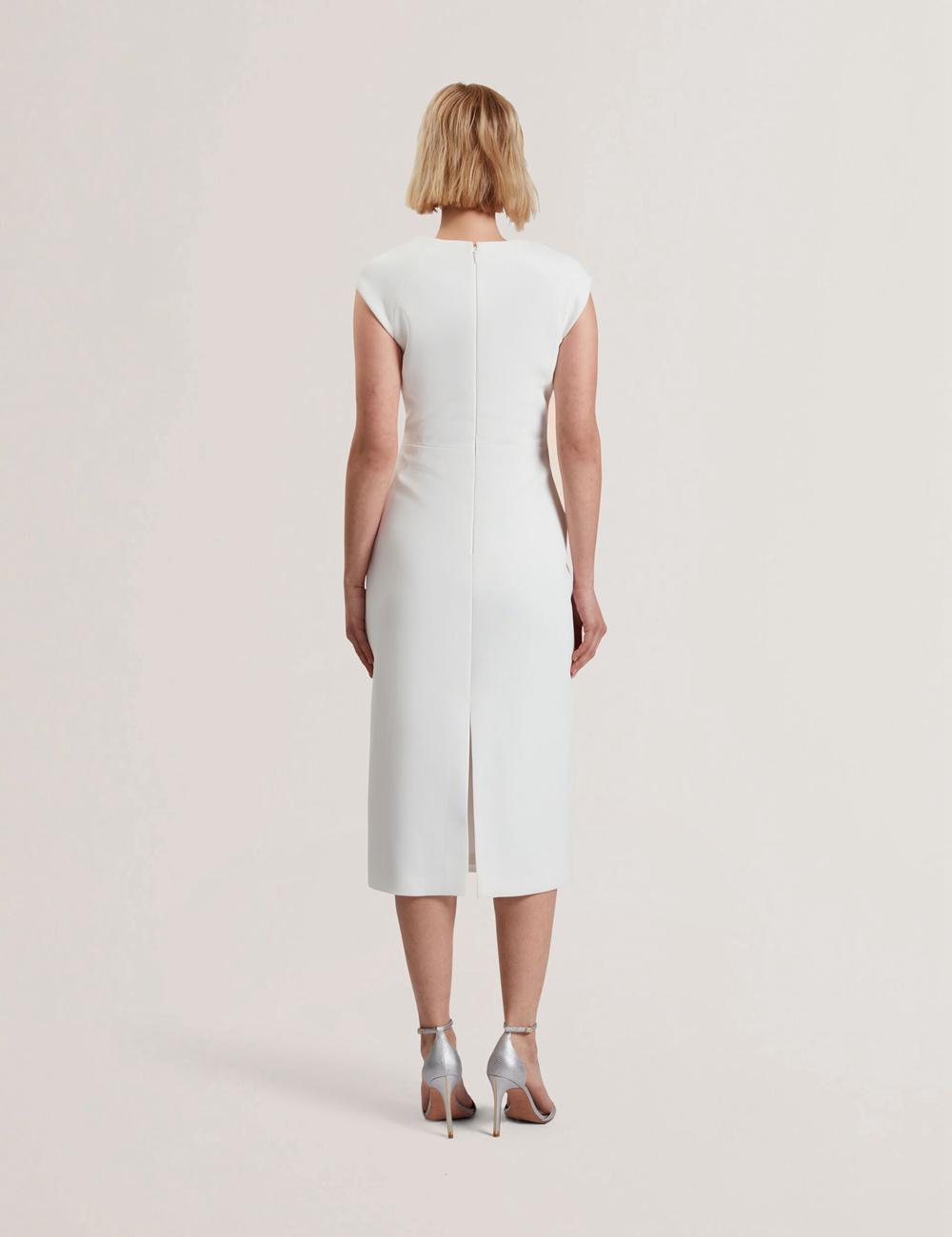 Ted Baker BAYREE - Folded Neckline Pencil Women Midi Dresses White | UAE  62817-MINP