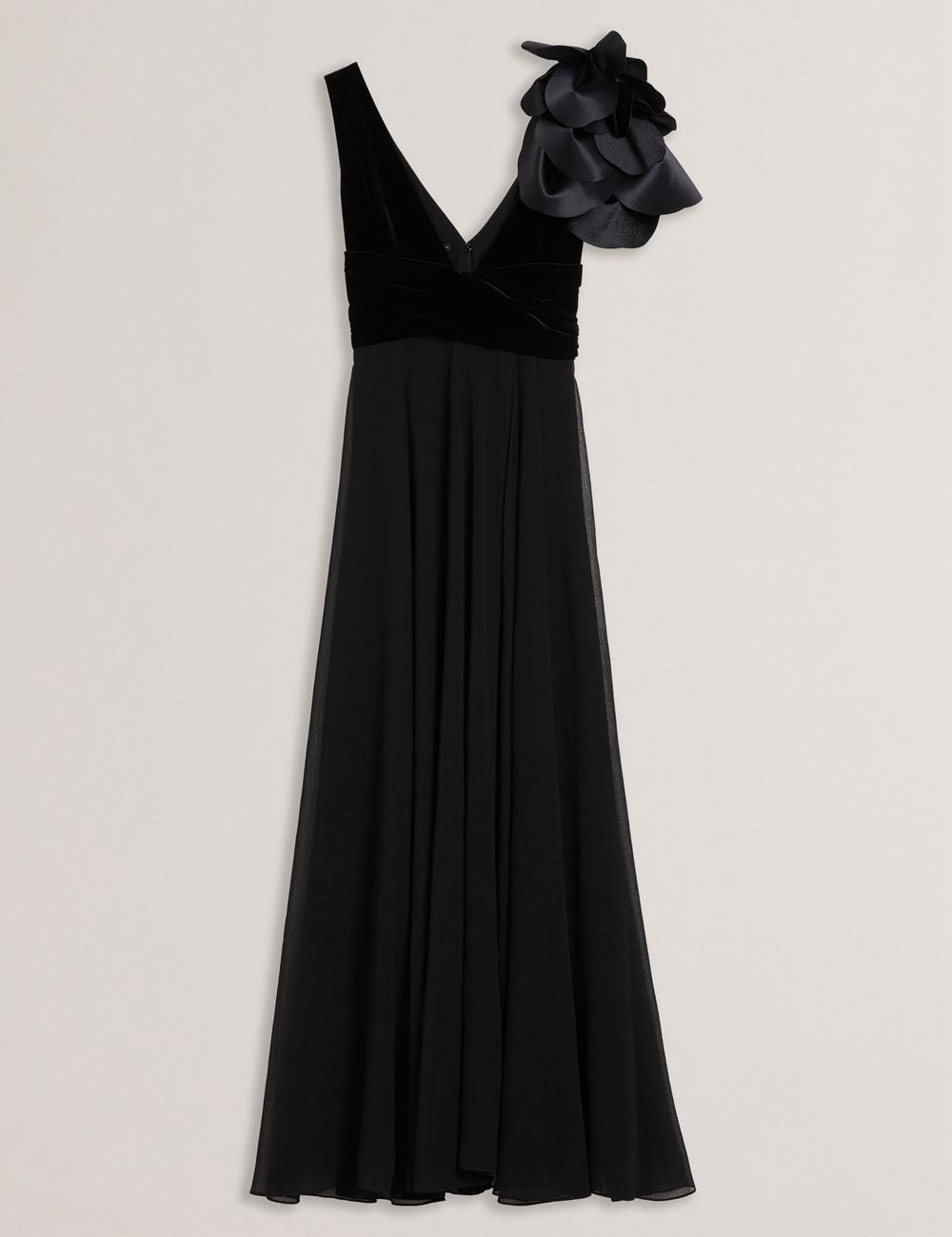 Ted Baker BEIRA - Corsage Plunge Neck Sleeveless Women Maxi Dresses Black | UAE  64597-QTWG