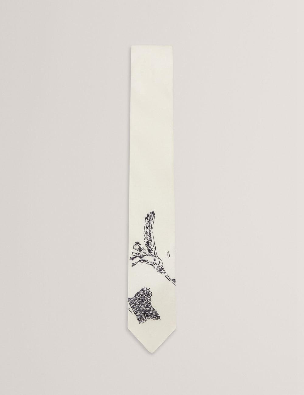 Ted Baker BENHALL - Seagull Graphic Silk Men Ties Ecru | UAE  08246-BOMV