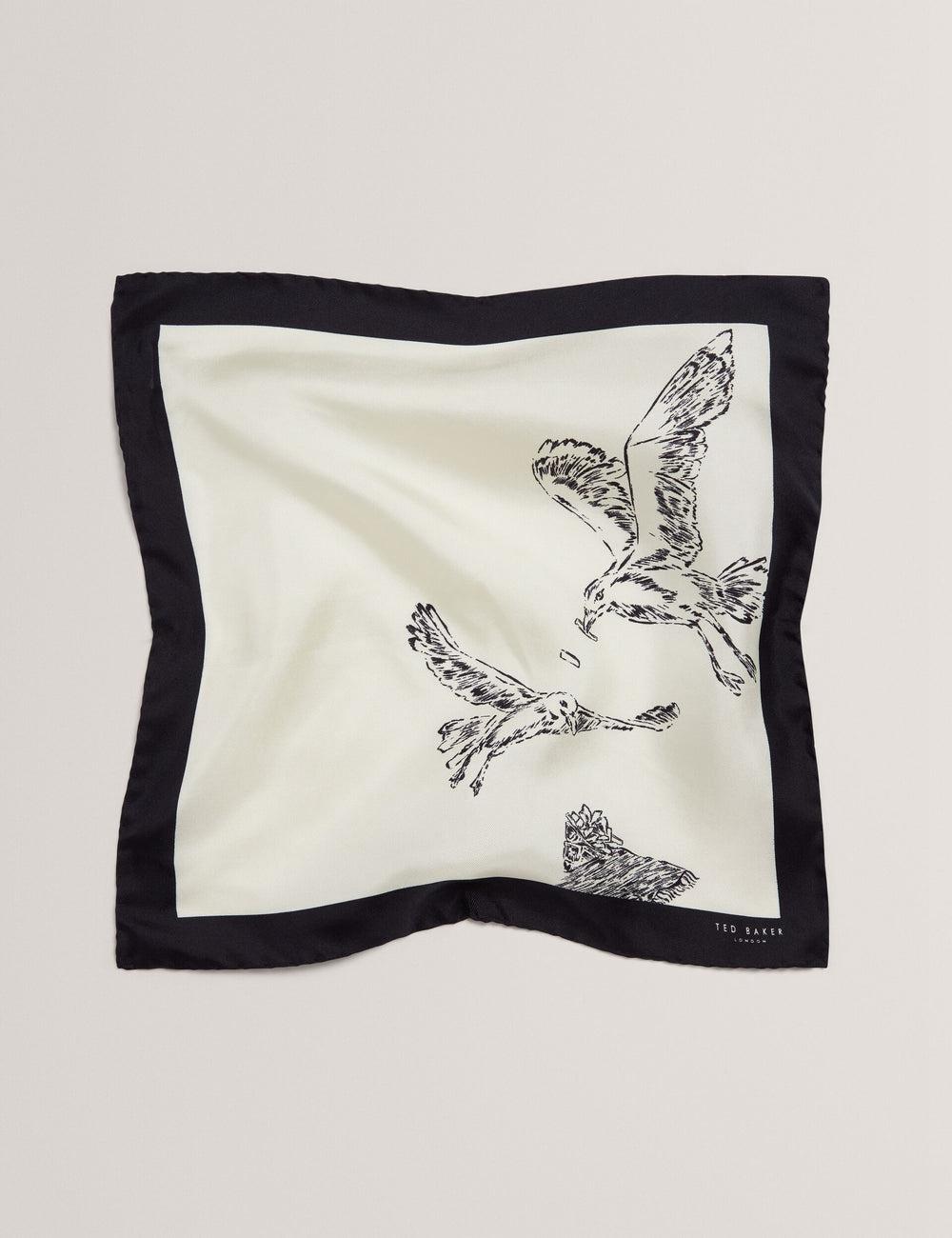 Ted Baker BENHALP - Seagull Graphic Silk Pocket Men Pocket Squares Ecru | UAE  35470-RUQZ