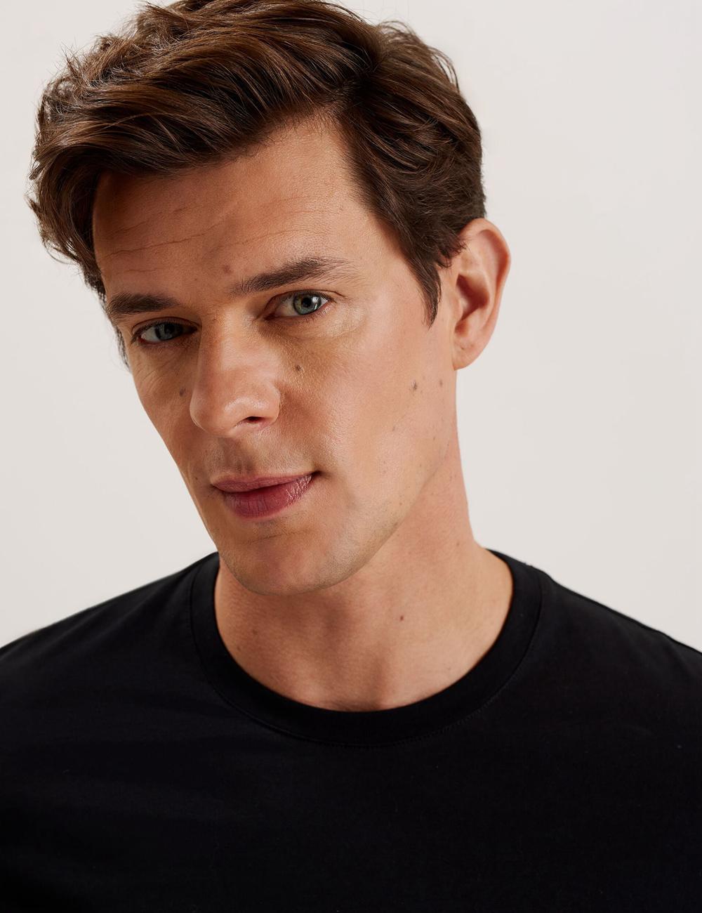 Ted Baker BEXLI - Regular Fit Long Sleeve Cotton Men T-Shirts Black | UAE  07852-IMHT