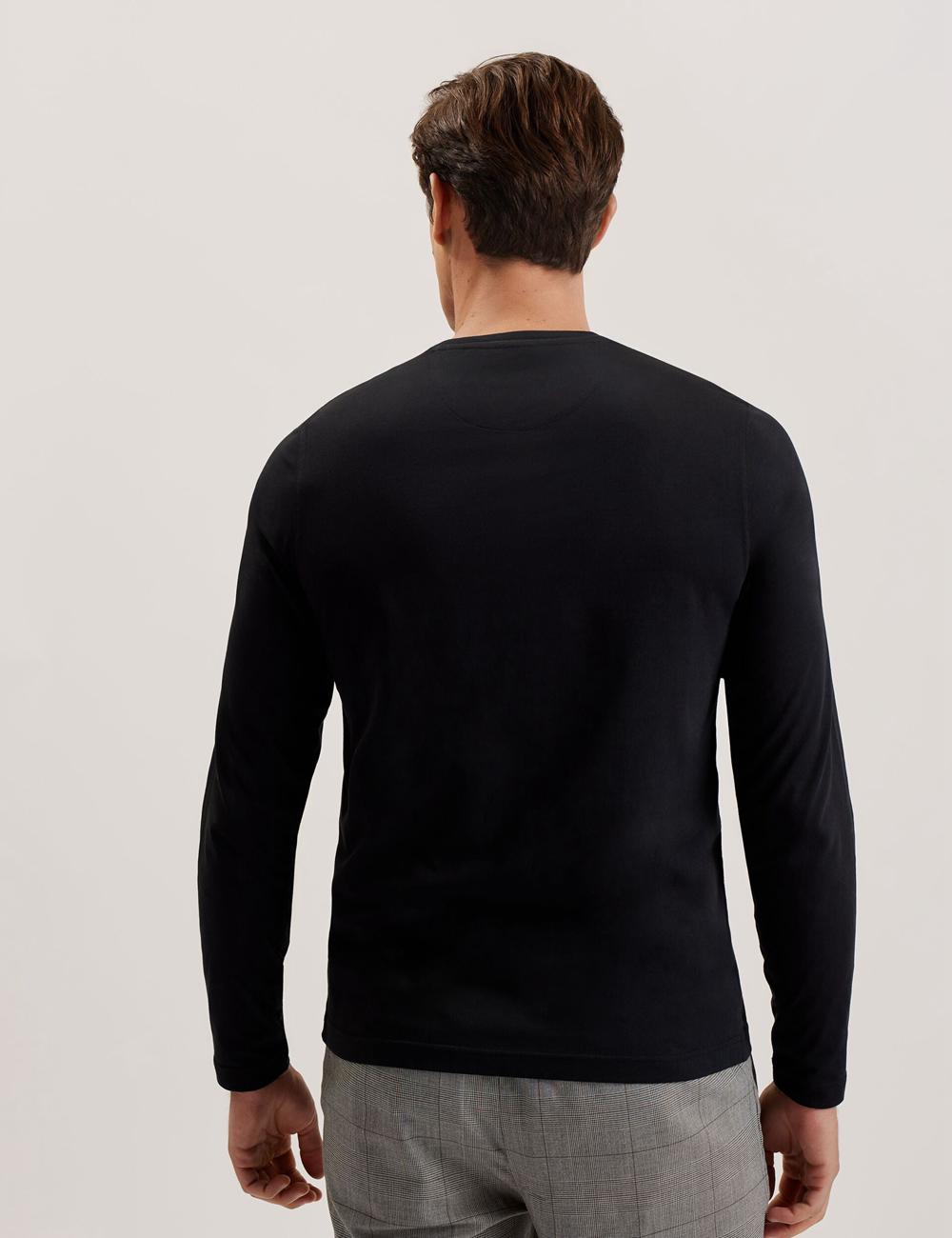 Ted Baker BEXLI - Regular Fit Long Sleeve Cotton Men T-Shirts Black | UAE  07852-IMHT