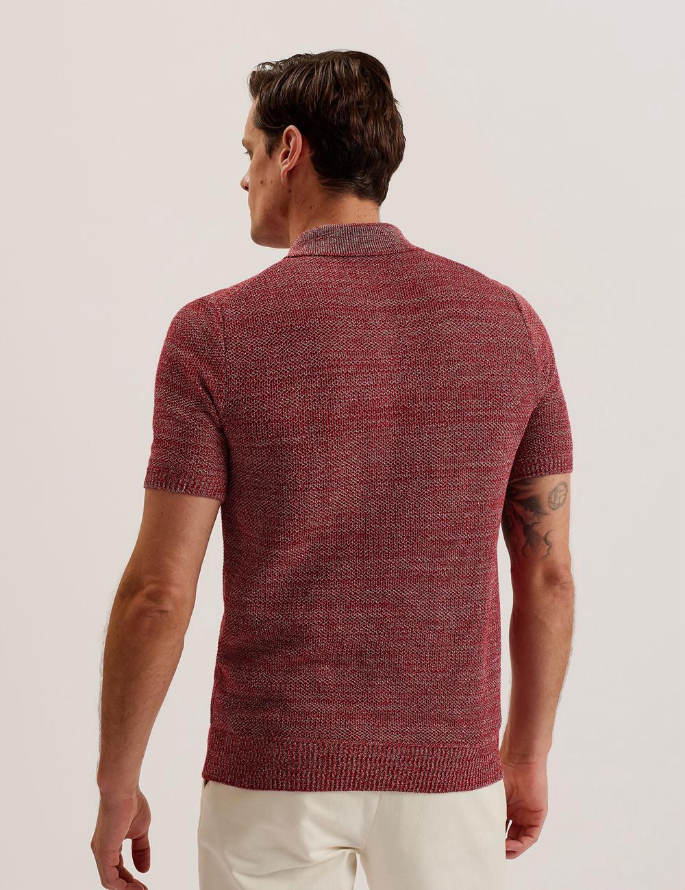 Ted Baker BLOSSAM - Space Dye Zip Neck Men Polos Shirts Red | UAE  31294-UQJI