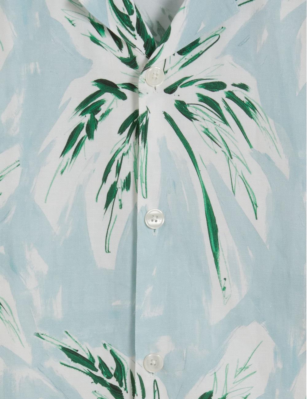 Ted Baker BOCHE - Short Sleeve Regular Tropical Palm Tree Men Casual Shirts Green | UAE  78091-ZDRJ