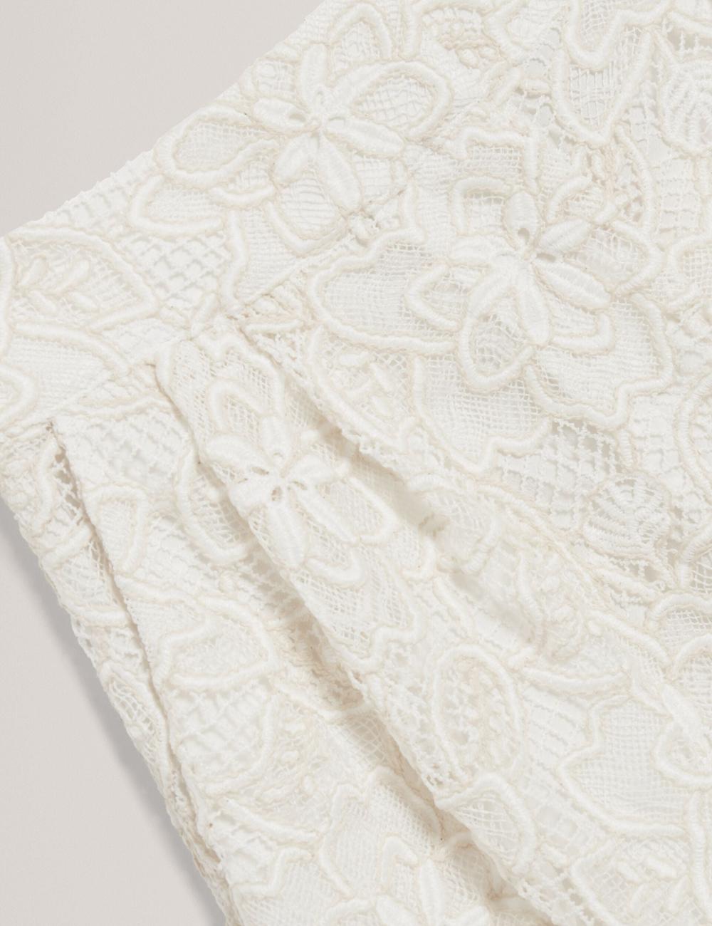 Ted Baker BOWIA - Lace High Waisted Tailored Women Shorts Ivory | UAE  32541-FAEC