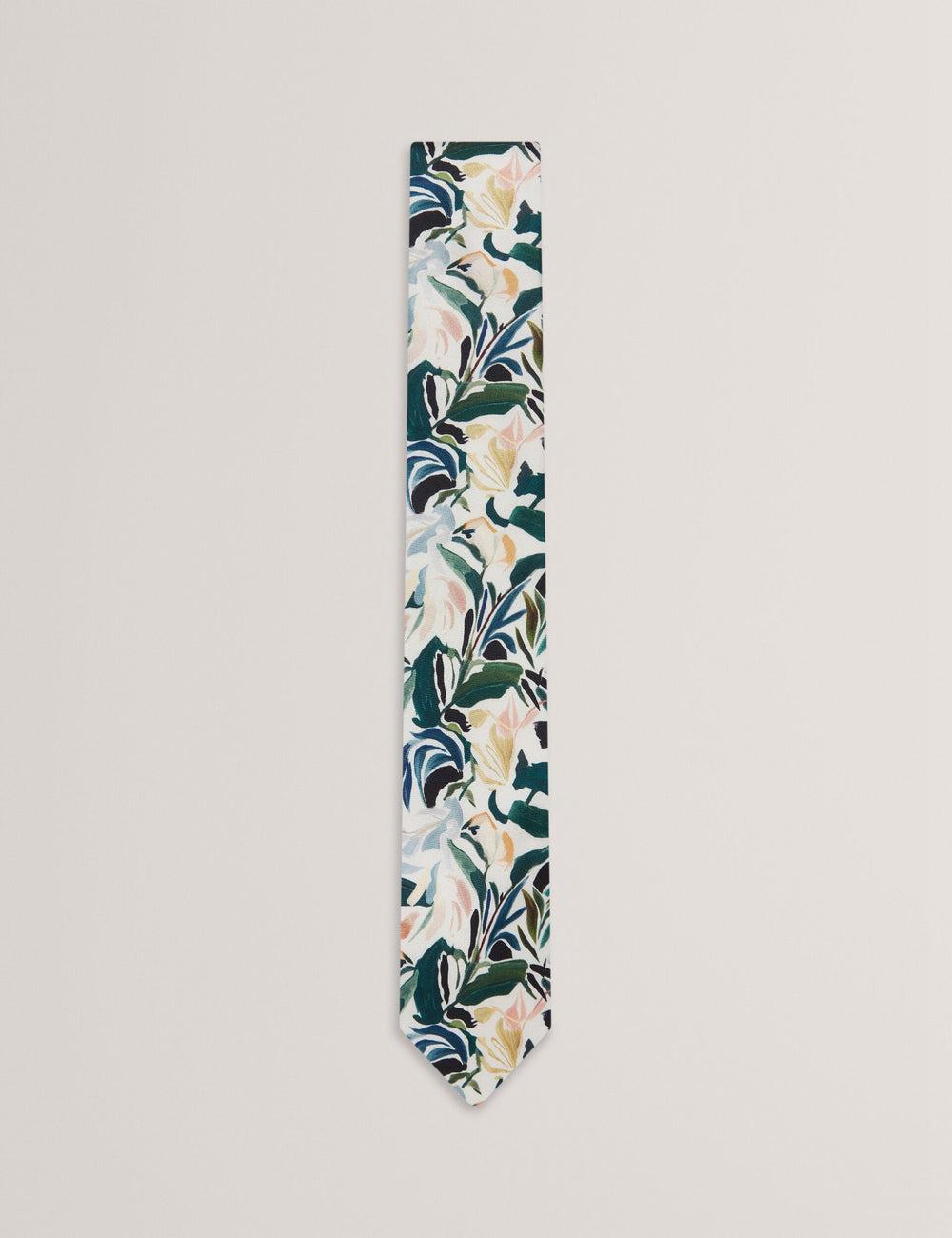 Ted Baker BOYTONN - Painted Floral Print Silk Men Ties Ecru | UAE  32541-GTUW