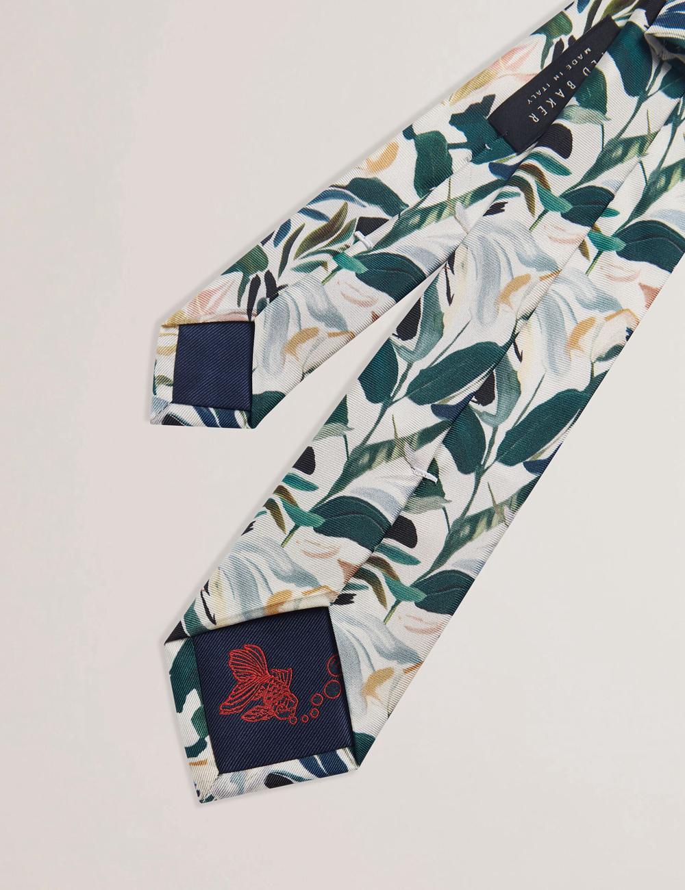 Ted Baker BOYTONN - Painted Floral Print Silk Men Ties Ecru | UAE  32541-GTUW