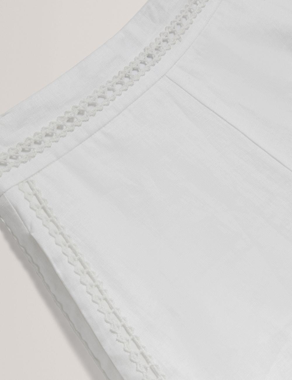 Ted Baker BUCCIA - Crochet Trim High Waisted Linen Women Shorts White | UAE  29384-NLDF