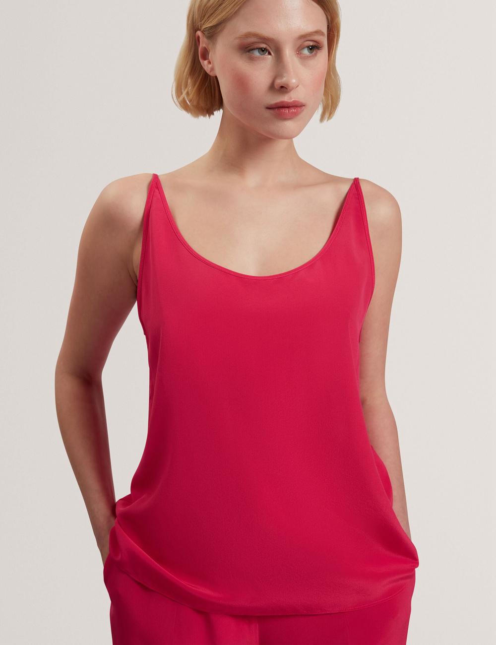 Ted Baker CADASA - Pure Silk Scoop Neck Cami Women Tops Fuchsia | UAE  48916-TIDH