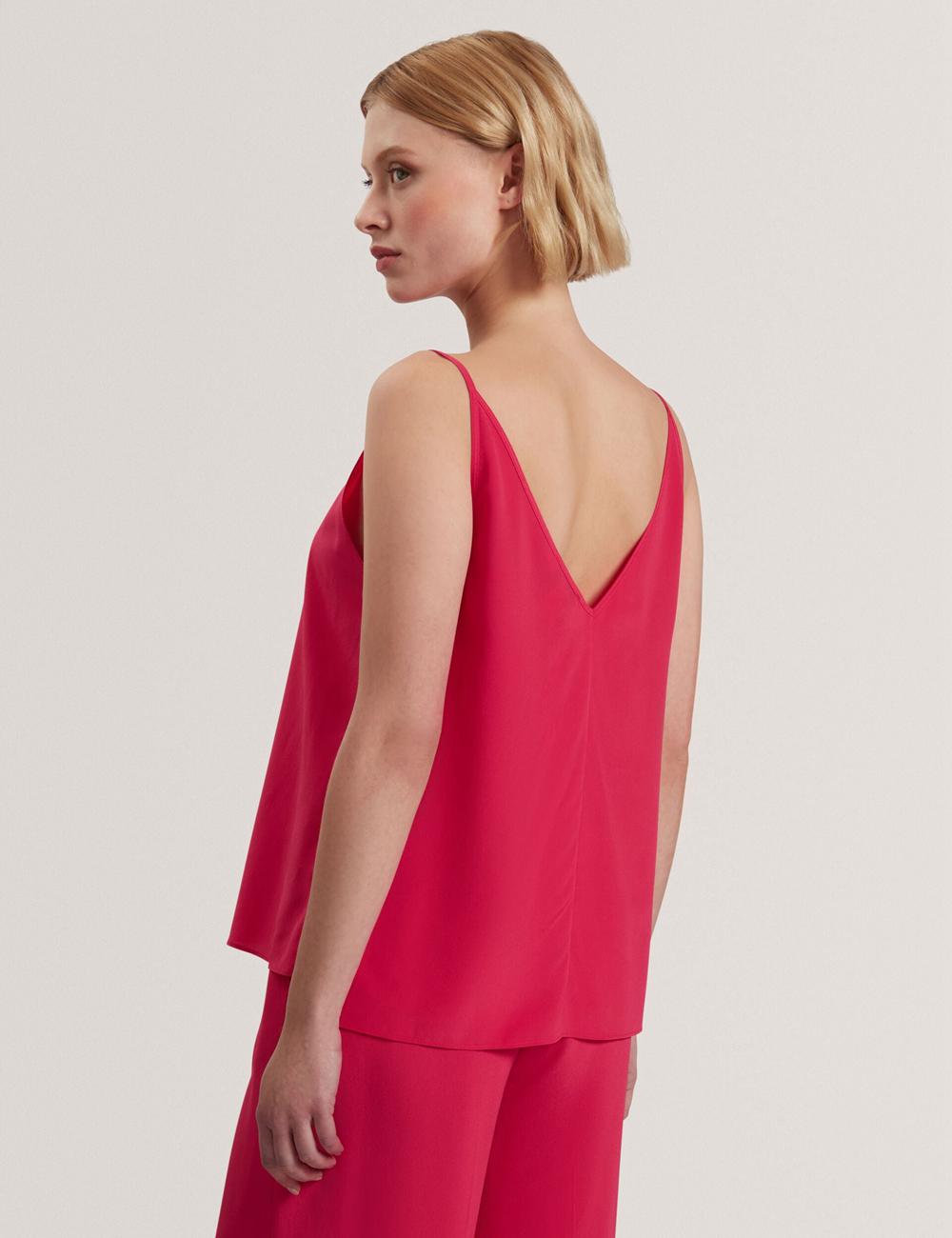 Ted Baker CADASA - Pure Silk Scoop Neck Cami Women Tops Fuchsia | UAE  48916-TIDH