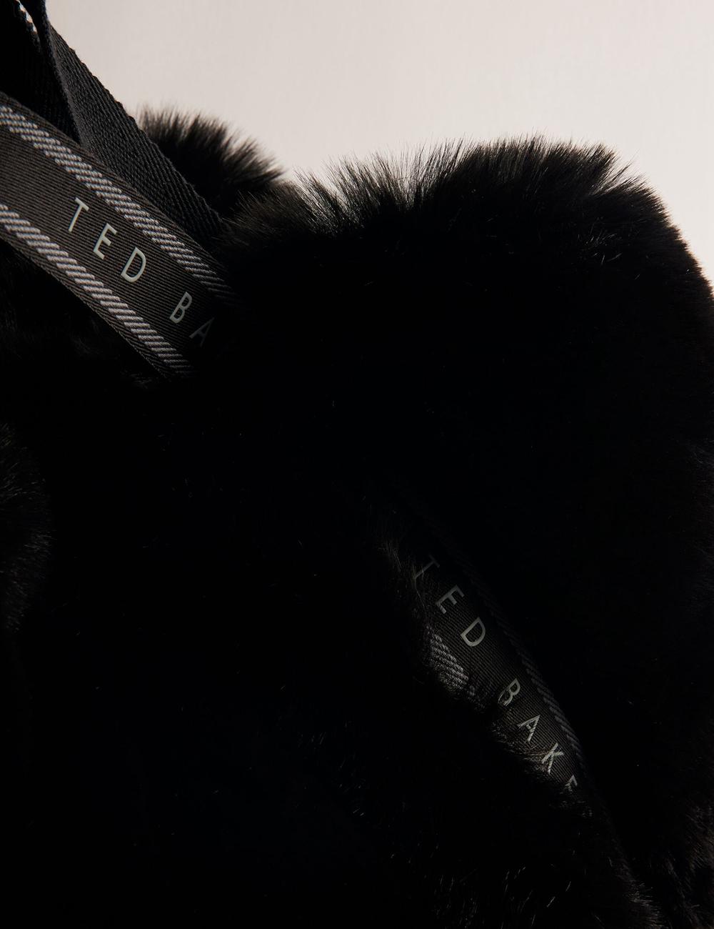 Ted Baker CADENCE - Faux Fur Webbing Strap Shopper Women Shopper Bags Black | UAE  38792-XUBQ
