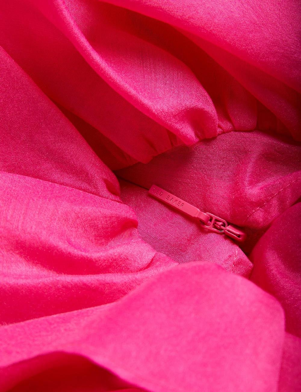 Ted Baker CALONDA - Oversized Frill Trim V-Neck Top Women Blouses Fuchsia | UAE  48519-HERM