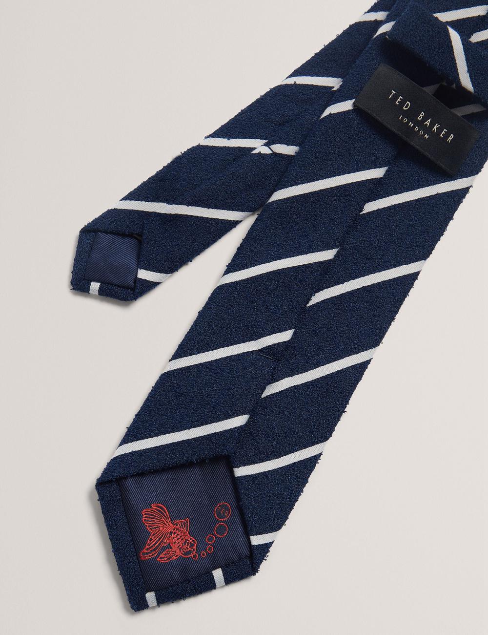Ted Baker CAMPSEA - Boucle Texture Solid Stripe Men Ties Navy | UAE  13960-KUDQ