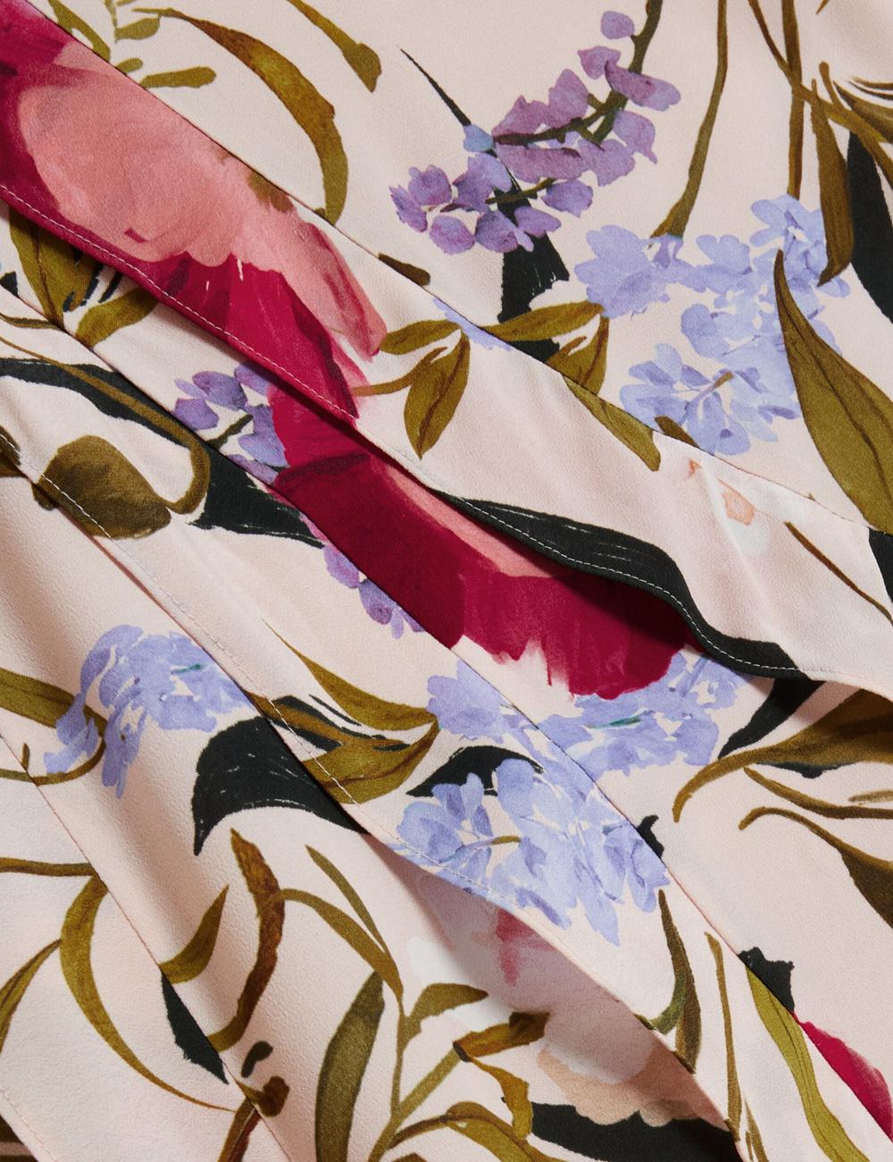 Ted Baker CANDICI - Floral Print Frill Trim With Split Women Midi Skirts Pink | UAE  07968-GBTS