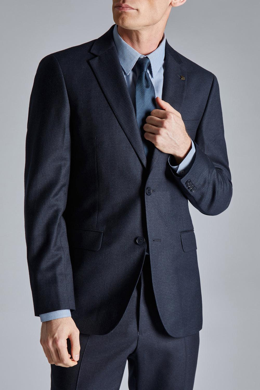 Ted Baker CANISJS - Grid Check Regular Fit Suit Men Jackets Navy | UAE  97540-BACL